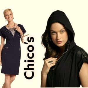 Dress shirt black Chico’s Zenergy fashion knee hoodie sports